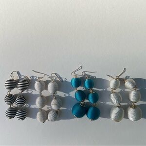 4 Pairs of Drop Ball Earrings Bundle